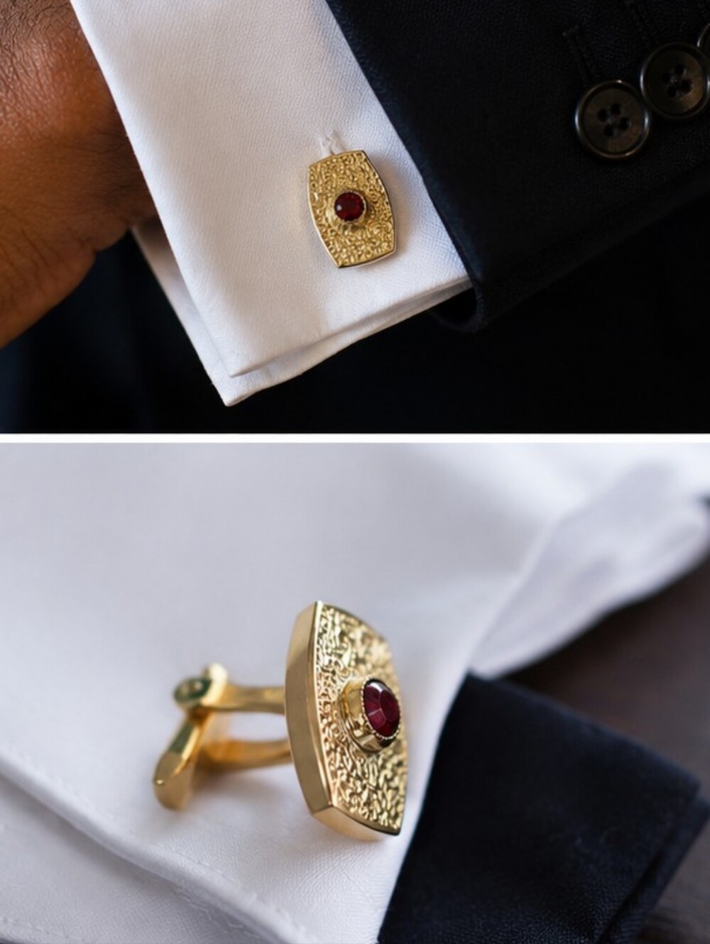 Vintage Cufflinks with red stone.